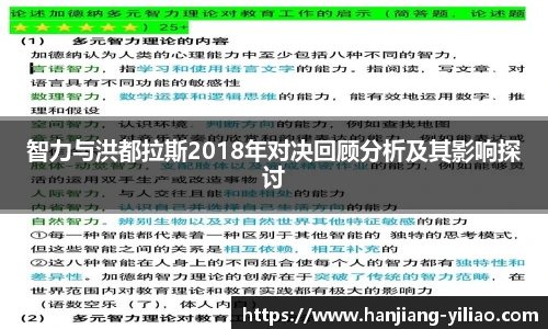 智力与洪都拉斯2018年对决回顾分析及其影响探讨